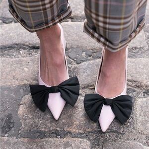 Zara Blush Pink and Black Bow Women's Shoes